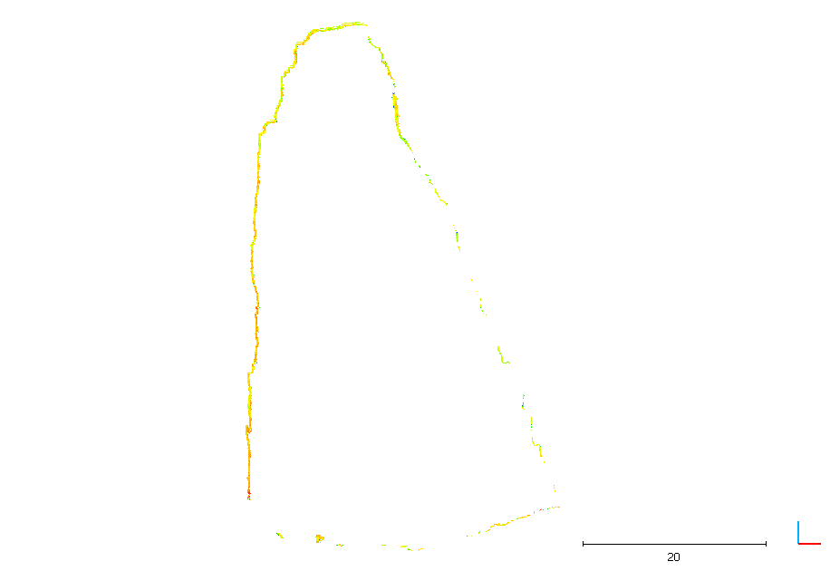 This is the point cloud in a front view. I'd like to keep it hollow and just fill the gaps in its shell.